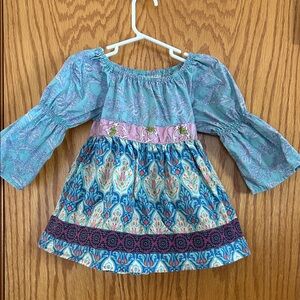 Matilda Jane Girls Boho Floral Peasant Dress in Teal & Blue Sz 4